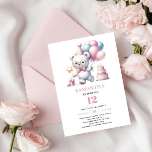 Invitation Ours en peluche pour anniversaire de jolie fille B