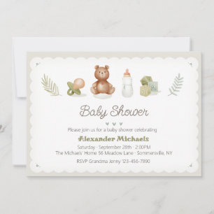 Invitation Ours en peluche pour Baby Shower