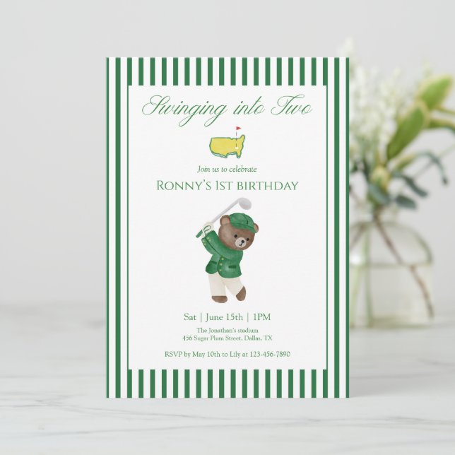 Invitation Ours en peluche qui se lance dans le golf pour un  (Debout devant)