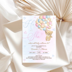Invitation Ours en peluche rose bleu révélation du sexe