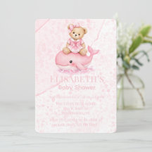 Ours en peluche rose sur une fille baleine Baby Sh