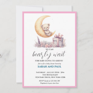 Invitation Ours en peluche rose Teddy On peut à peine attendr