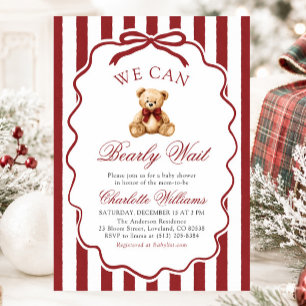 Invitation Ours en peluche rouge We Can Bearly Wait Baby Show