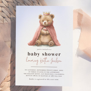 Invitation Ours en peluche royal petite princesse fille Baby