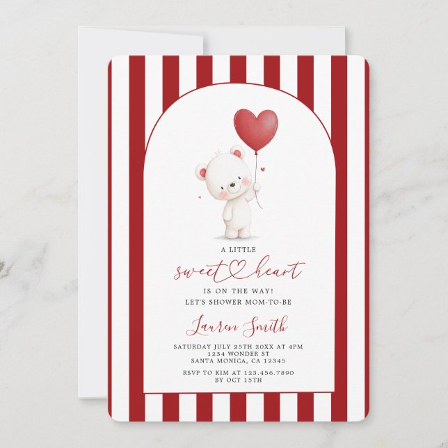 Invitation Ours en peluche Saint Valentin Baby Shower (Devant)
