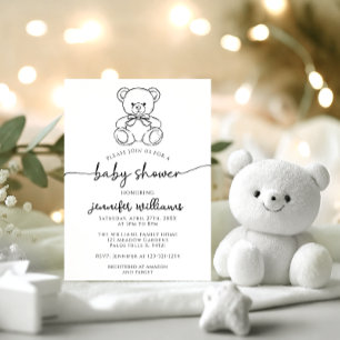 Invitation Ours en peluche simple mignonette avec bébé garçon