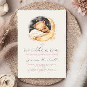 Invitation Ours en peluche sous la lune Baby Shower Bohème Ne