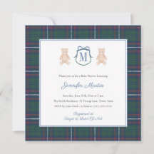 Ours en peluche tartan classique pour une baby sho