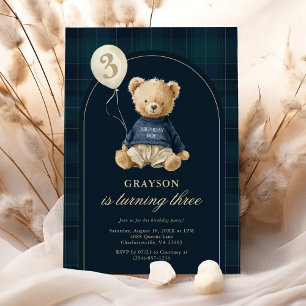 Invitation Ours en peluche Teddy élégant Anniversaire