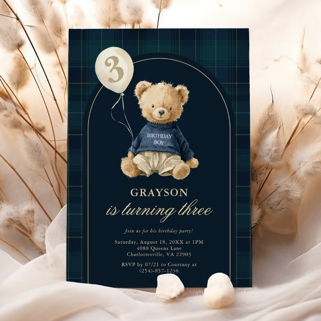 Invitation Ours en peluche Teddy élégant Anniversaire (Créateur téléchargé)