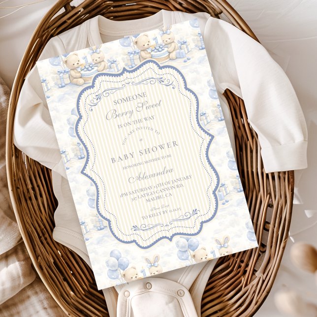 Invitation Ours en peluche Toile Bleuet Shower Bébé (Créateur téléchargé)