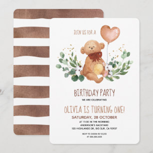 Invitation Ours en peluche verdure à peine attendre bébé anni