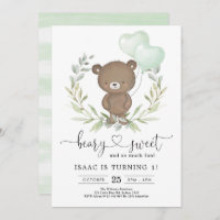 Invitation d'anniversaire d'ours en peluche, invitation bleue de