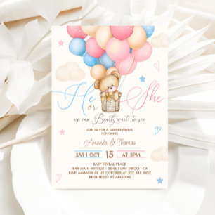 Invitation Ours en peluche vintage révélation du sexe