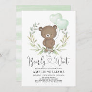 Invitation Ours En Teddy Avec Ballons Baby shower Neutre