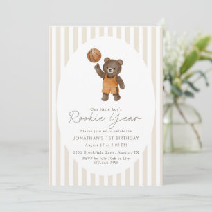 Invitation Ours en Teddy Beige Année Recrue 1er Anniversaire