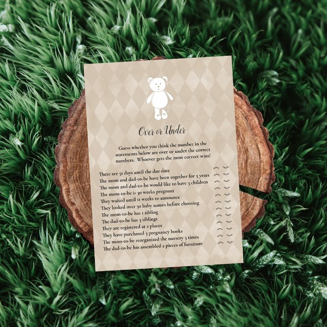 Invitation Ours En Teddy Blanche Sous Baby shower Jeu (Créateur téléchargé)