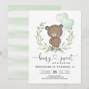 Invitation Ours En Teddy Cute Anniversaire Garçon Ballons ver