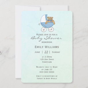 Invitation Ours En Teddy Dans Le Baby shower Buggy