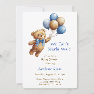 Invitation Ours en Teddy Tan mignon avec Baby shower garçon d
