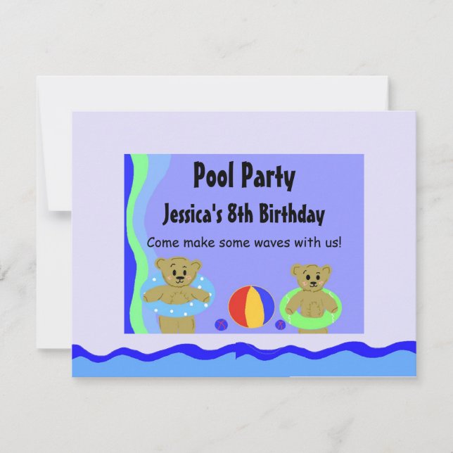 Invitation Ours en tubes flottants pour anniversaire (Devant)