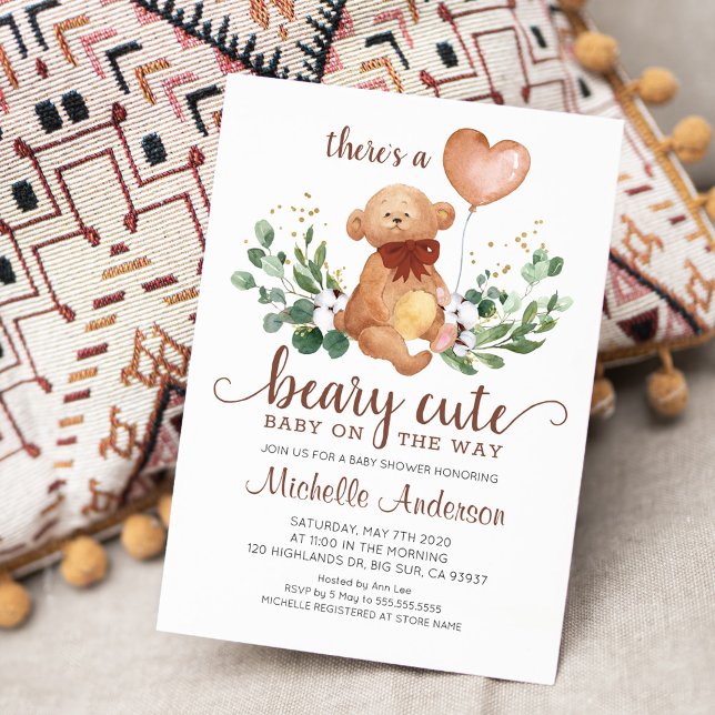 Invitation Ours en verdure Ourson très mignon shower de bébé (Créateur téléchargé)