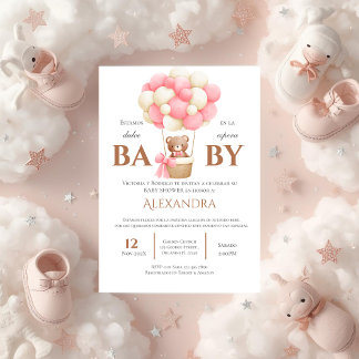 Invitation ours espagnole fille Baby Shower Ours