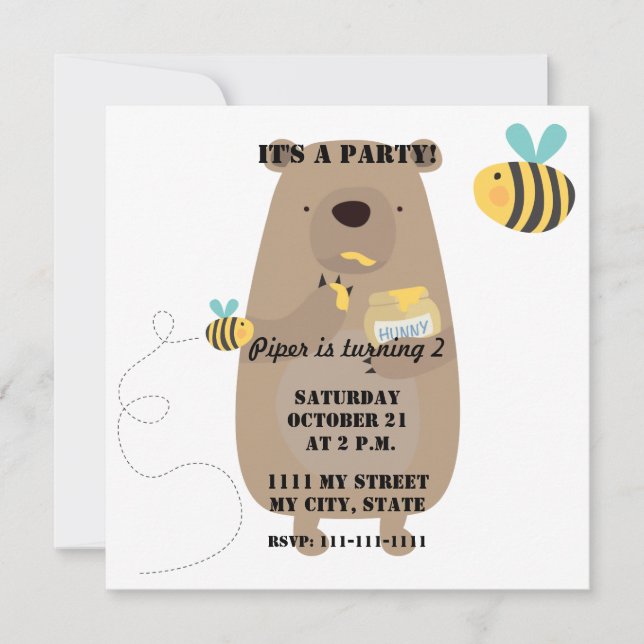 Invitation Ours et abeilles (Devant)