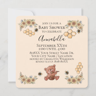 Invitation Ours et abeilles au miel mignons avec Baby shower 