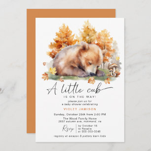 Invitation Ours forestier d'automne   Baby shower Automne Rus