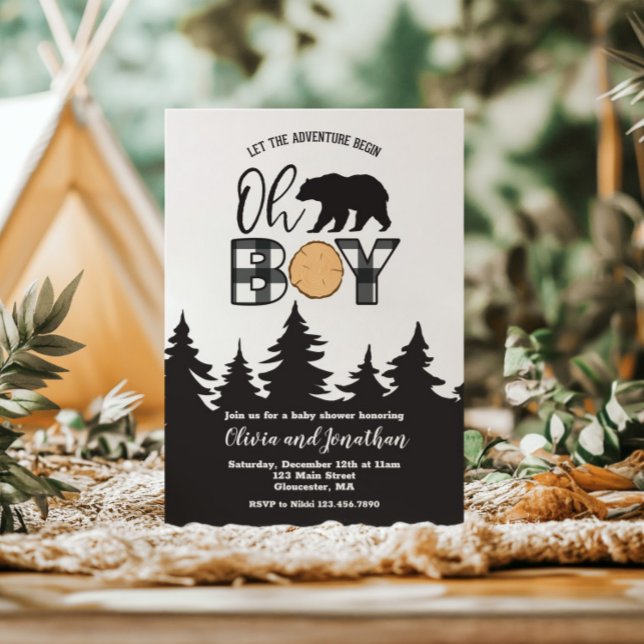 Invitation Ours Garçon Plaid Buffalo Baby Shower (Créateur téléchargé)