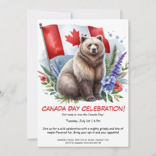 Invitation Ours grizzli et Canadien Fête du Canada