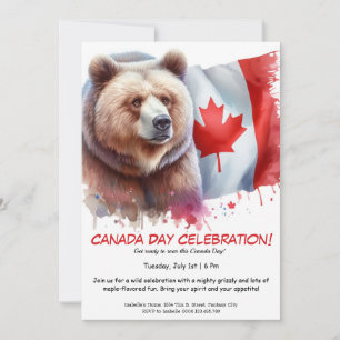 Invitation Ours grizzly puissant & Canada Fête du Canada