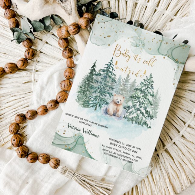 Invitation Ours il fait froid dehors Baby shower mignon (Créateur téléchargé)