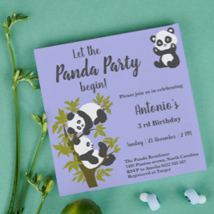 Invitation Ours Mignons Pandas Fête Garçon Anniversaire