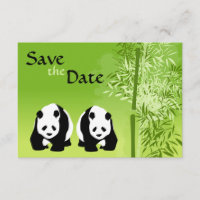 Ours Pandas et Mariage Bambou Enregistrer la Date