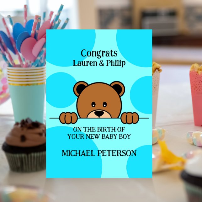 Invitation Ours Peeping mignon | Caricature | Point Polka | B (Créateur téléchargé)