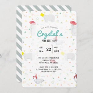 Invitation Ours polaire '80s Colorful White Anniversaire Invi