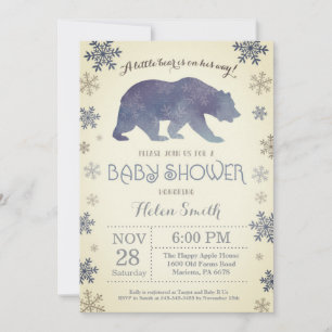 Invitation Ours polaire Baby shower de l'hiver Flocon de neig