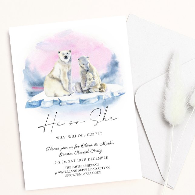 Invitation Ours polaire Cub hiver Noël Genre Révélation (Créateur téléchargé)