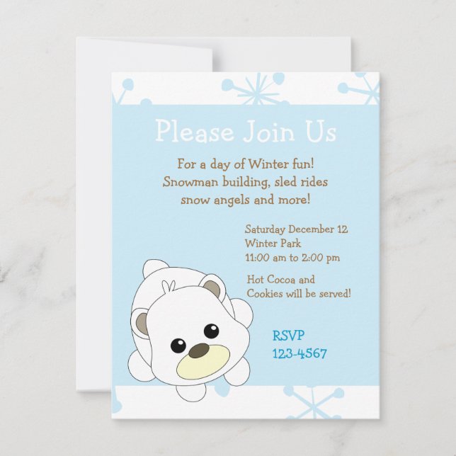 Invitation Ours polaire Cutie (Devant)
