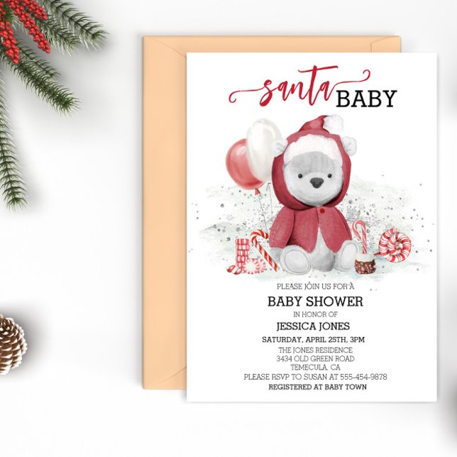 Invitation Ours polaire en peluche pour une baby shower pour  (Créateur téléchargé)