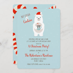 Invitation Ours polaire et cacao chaud Noël