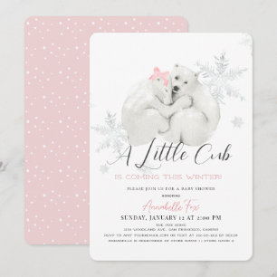 Invitation Ours polaire Hiver Flocon de neige Baby shower fil