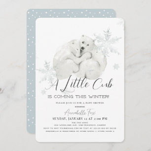 Invitation Ours polaire Hiver Flocon de neige Baby shower Gar