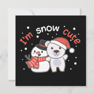 Invitation Ours polaire je suis neige mignon bonhomme de neig