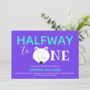 Invitation Ours polaire Six Mois Bébé Demi-Anniversaire Invit