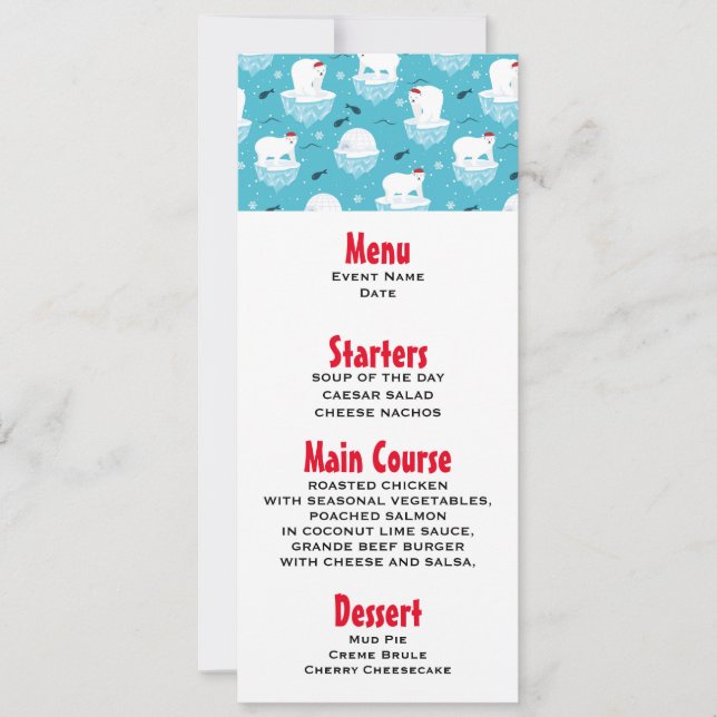 Invitation Ours polaires mignons à Santa Hats Motif de Noël (Devant)