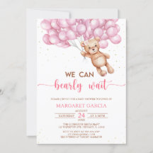 Ours rose avec ballons Baby shower Ours en peluche