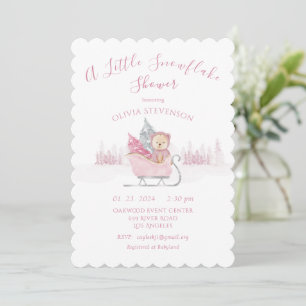 Invitation Ours Rose Un Petit Baby shower De Flocon De Neige